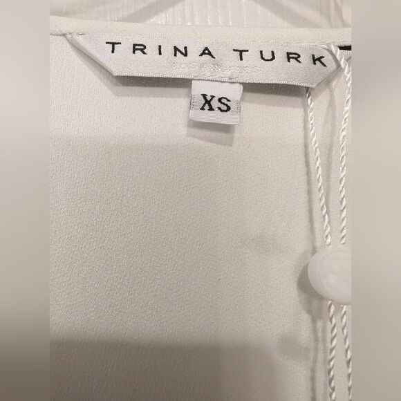 NWT Trina Turk White Women's Top blouse long sleeve cut out sleeve lagenlook XS - Picture 4 of 13